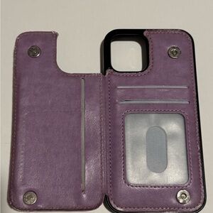 Purple Leather Phone Wallet Case